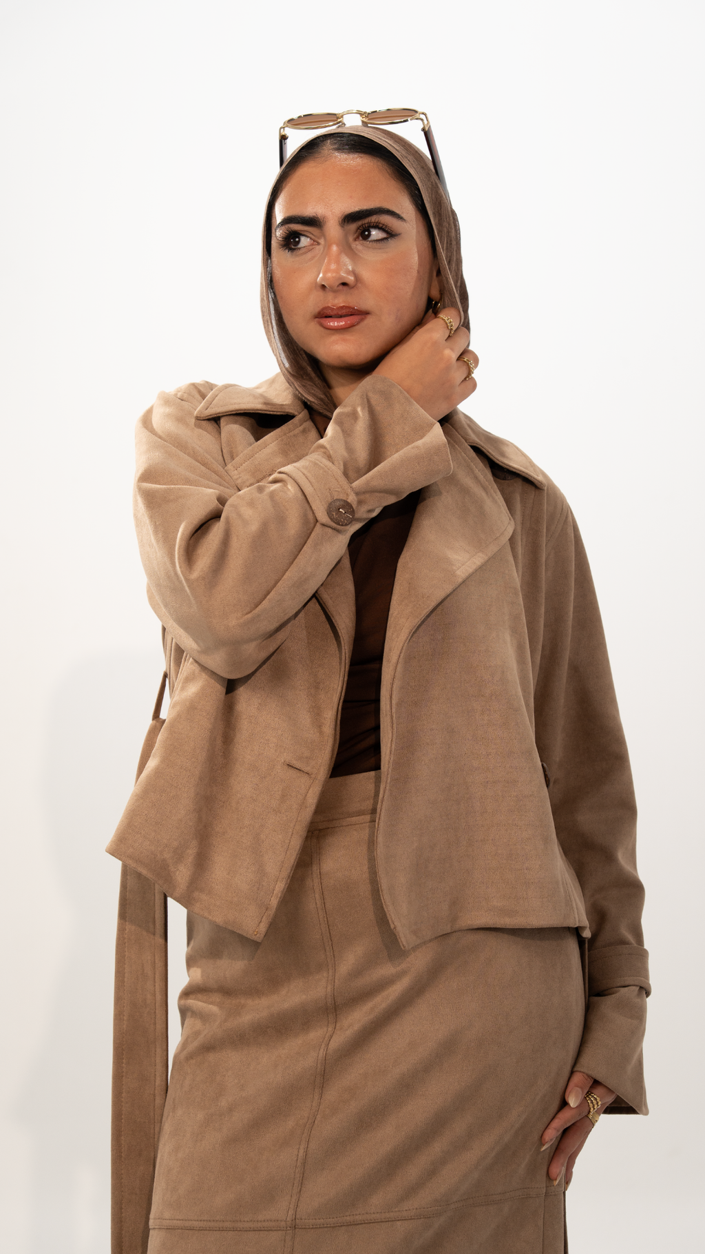Toffee Trench Suede Jacket