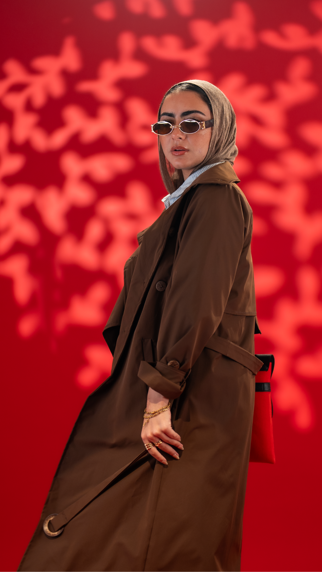 Funnel Neck Burnt Brown Trench Coat