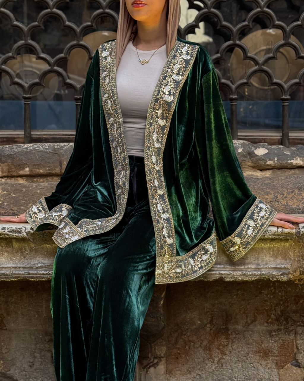 Emerald Embroidered Arabian Set
