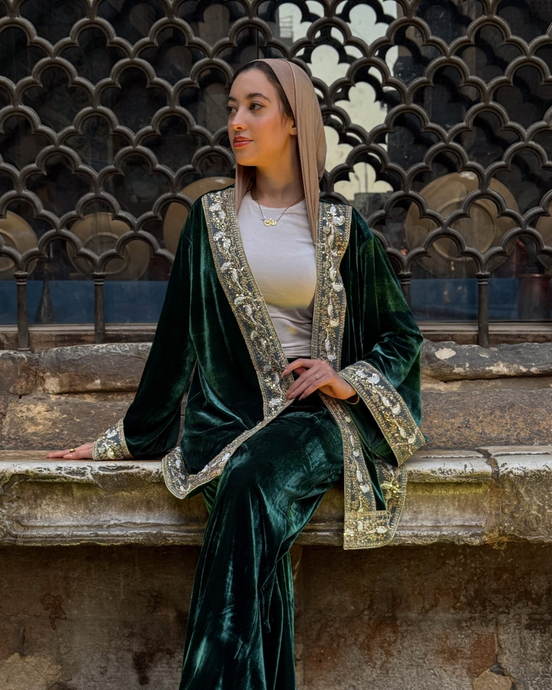 Emerald Embroidered Arabian Set